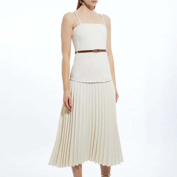 Tailored Crepe Bandeau Pleated Full Skirted Maxi Dress - Picture 2 of 9